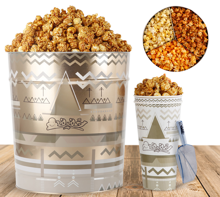 Popcorn Giant 3.5 Gallon Three Flavors + Scooper + 15 cups